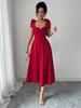 European Spring/Summer Solid Color Waist-cinching Elegant Long Dress