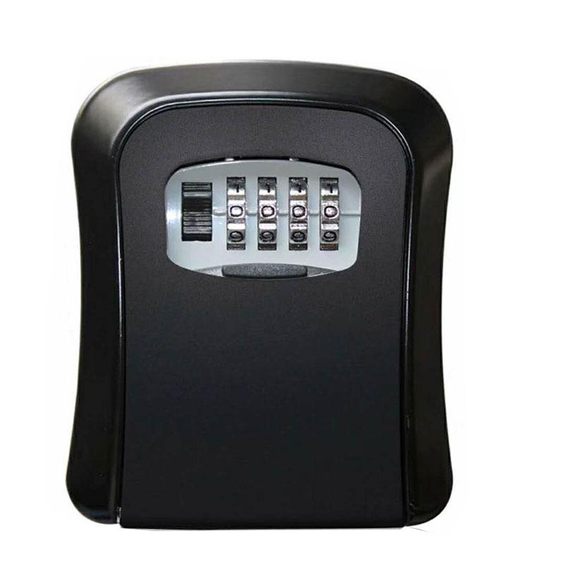 4-Digit Combination Key Lock Box, Waterproof and Secure, Black