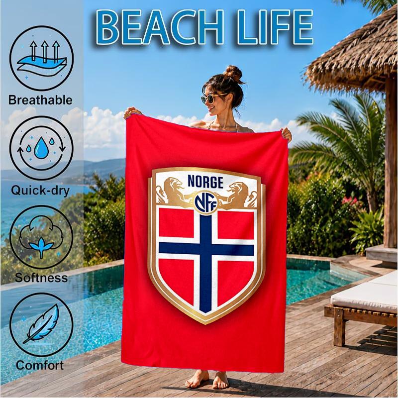 Norwegisches Fußballwappen Strandtuch, Schnelltrocknend, Pflegeleicht, Geeignet für Fitness und Strandurlaub, Sport-Essential