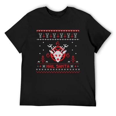 Hail Santa 666 T-Shirt Valentines Boutique Clothes Oversized T Shirt Vintage Anime Shirt Mens Graphic T-shirts Funny