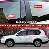 8Pcs Glossy Black/Carbon Fiber Car Door Window Center BC Pillar Post Cover Trim Sticker For Nissan X-Trail Xtrail T31 2008-2012