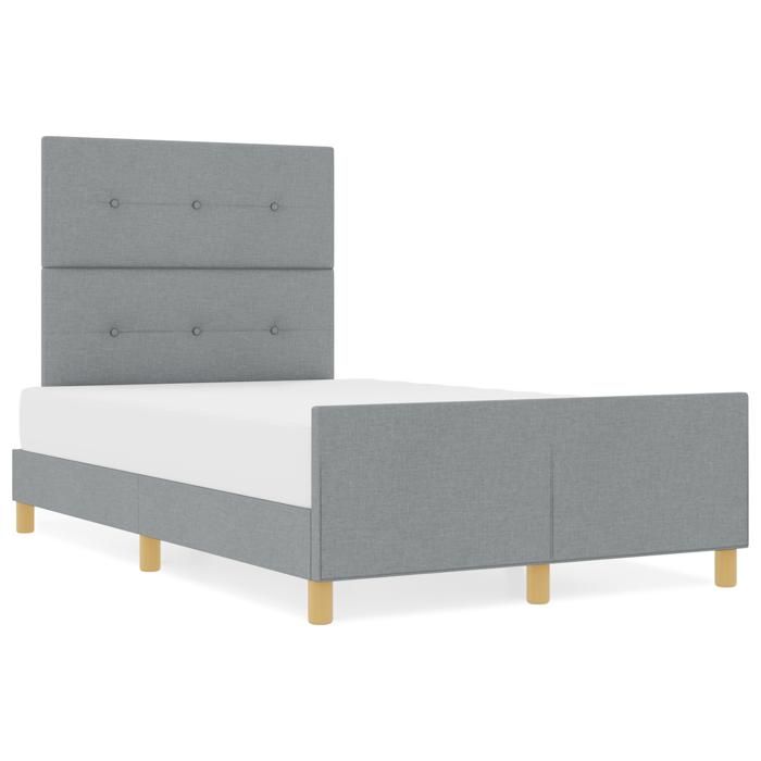 Lit cadre vidaXL gris clair 120x190 cm en tissu 3344711