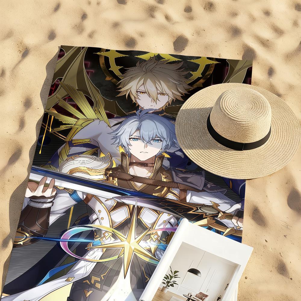 Game Honkai Star Rail Phainon Towel Sports Quick Dry Travel Camping Gear Sandproof Soft Light Large Beach Towel