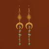 Fashionable Asymmetrical Crystal Tassel Dangle Earrings with Moonstone
