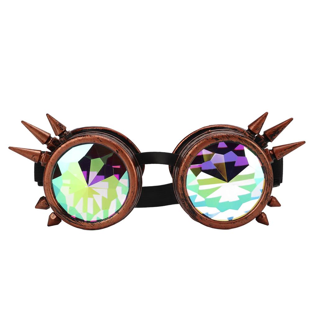 Halloween Kaleidoskop Rave Brille Regenbogen Kristallgläser Verstellbare Trippy Psychedelische Steampunk Brille