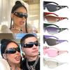 Women and Men Trendy Fashion Shades UV400 Protection Cool Wrap Around Sun Glasses Stars Decor Rimless Y2K Sunglasses