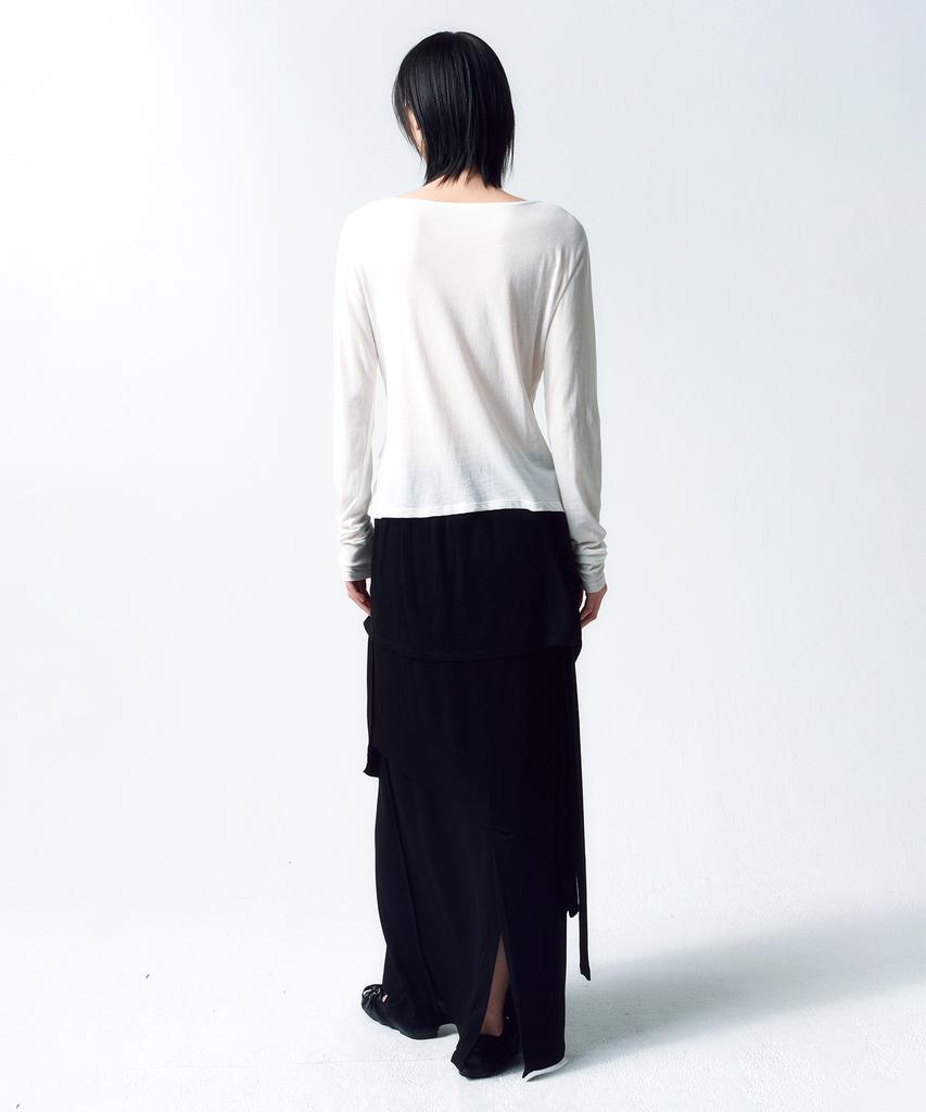 INSILENCE WOMEN 3-Layer Maxi Skirt Black