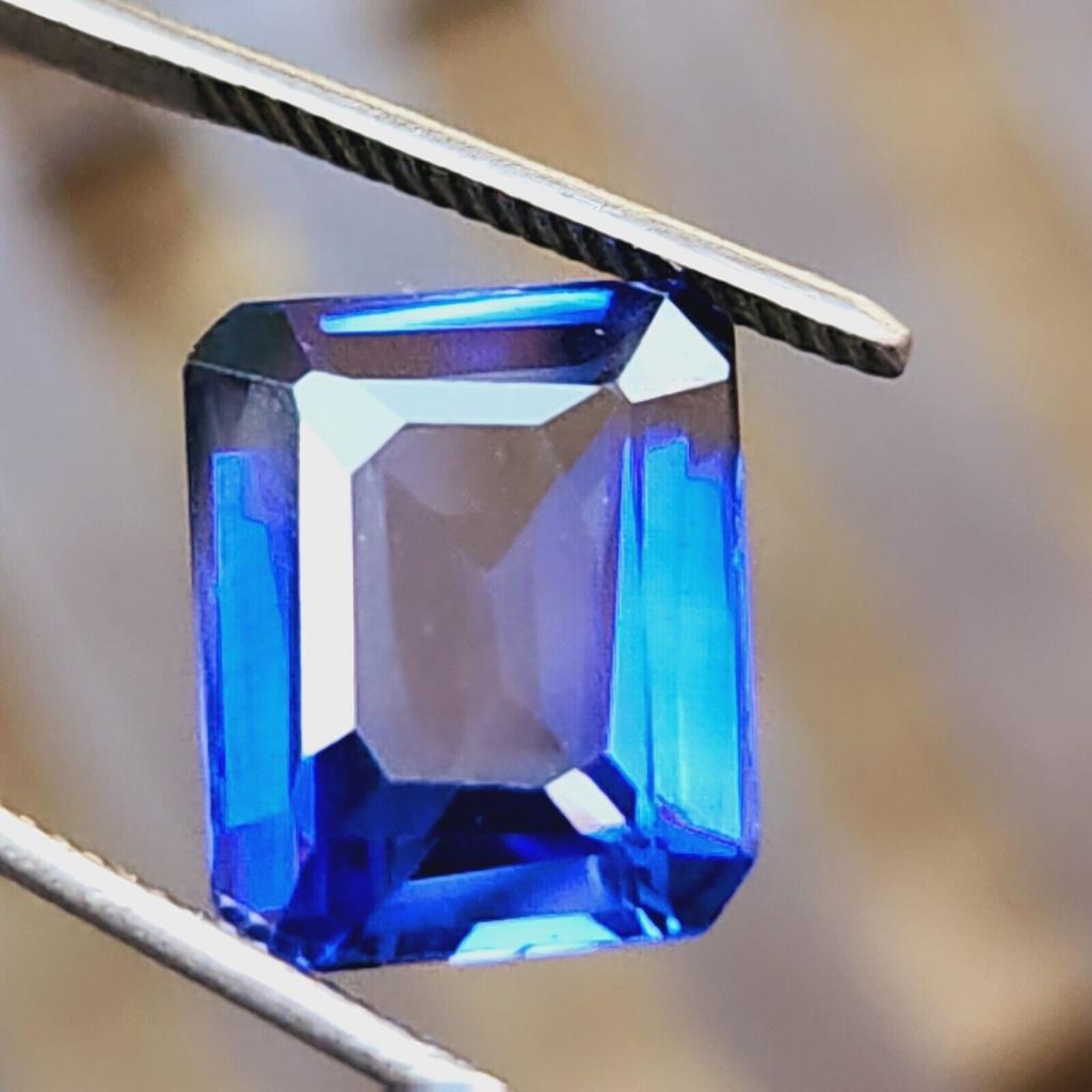 12 Cts Heated Ceylon Blue Sapphire Emerald Cut Certified Loose Gemstone I386 W8c58