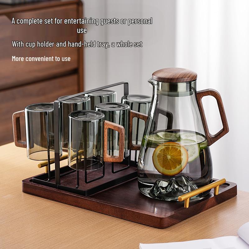 High-End Glass Tea & Water Cup Set with Handle - Luxurious Drinkware for Home and Office
