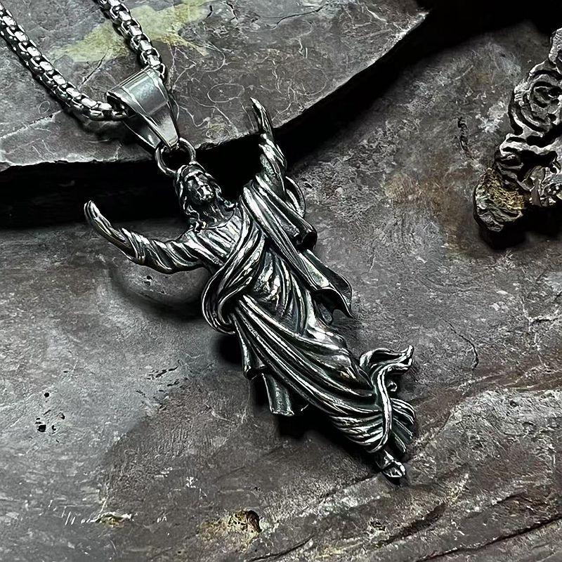 New Hiphop Stainless Steel Pendant Necklace for Men Vacuum Plated Sagrada Familia YS Portrait Chain Urban Streetwear Men Jewelry