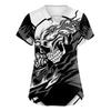 Women's Halloween Print Scrub Top V-Neck with Pockets Comfortable Fit for Work and Costume