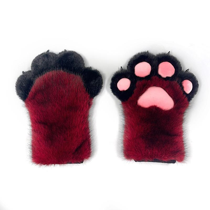 Plush Animal Claw Gloves Furry Paw Anime Kawaii Cartoon Cosplay Costume Cute Cat Paw Warm Halloween Party Props Gifts