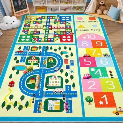 Tapis pour Enfants Coloré Animal Tapis Antidérapant pour Salle de Classe Chambre Salle de Jeux Intérieur Route Voiture Éducatif Tapis de Zone Décoration de Maison