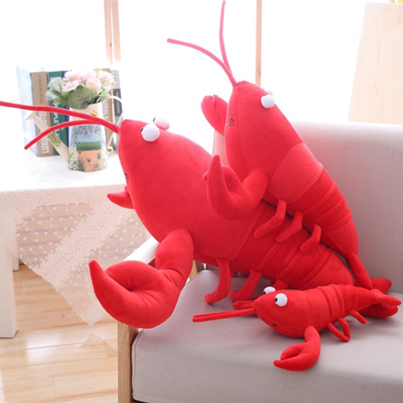 30-80cm Faux Lobster Plush Toy Lifelike Red Shrimp Sofa Pillow Soft Stuffed Animal Crayfish Doll Home Decoration Gift for Kids