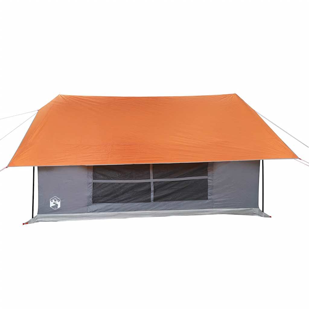 5 Person Camping Tent Grey and Orange Waterproof