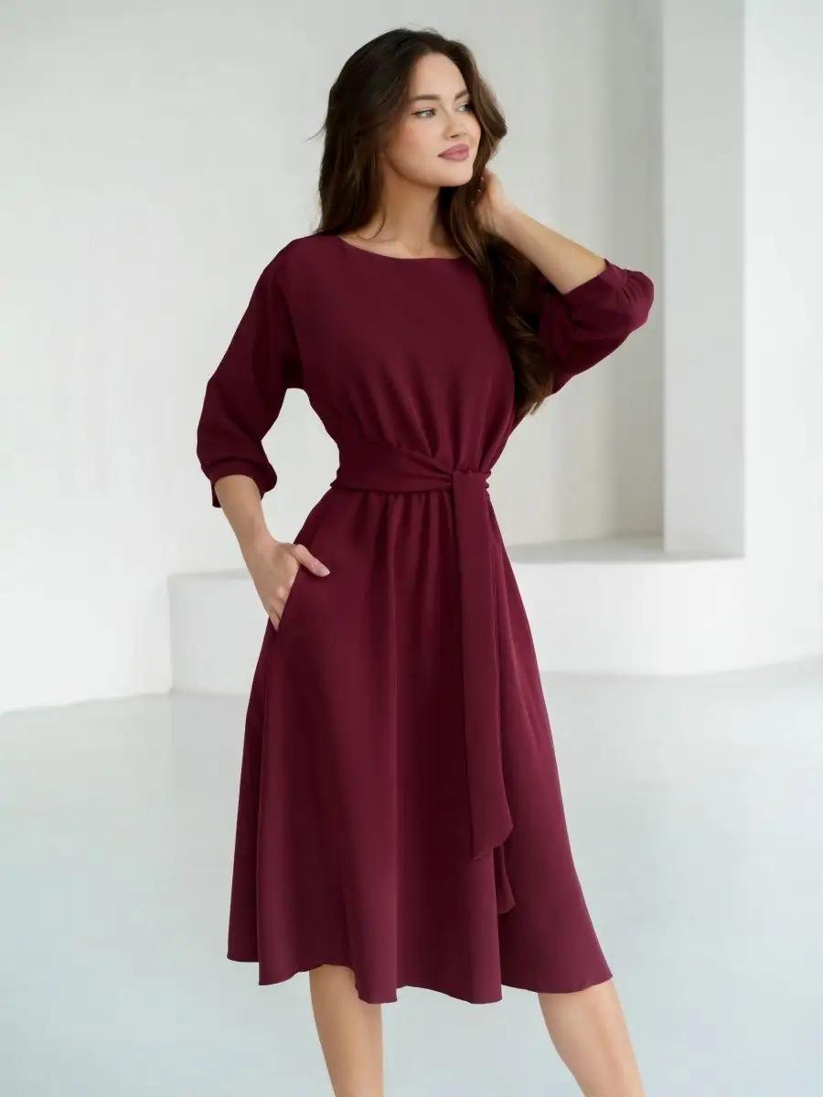 

Повседневное женское платье с рукавами семь восьмых, подчеркивающее талию, из новой модной коллекции X23918 L красный