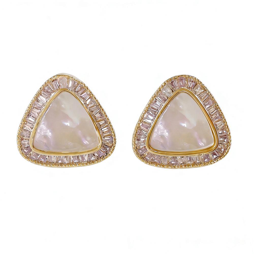 High-End Geometric Shell Triangle Stud Earrings - Fashionable, Versatile European & American Jewelry