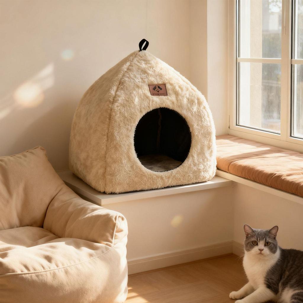 Katzenhöhlenbett, Indoor Kätzchennest Zwingerhütte, Weiches Niedliches Warmes Winternest, Tragbares Haustierbett