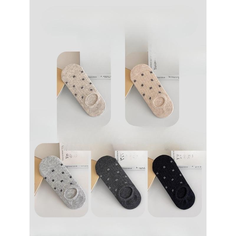 5 Pairs of  Women's Summer Thin Bow Mesh with A Shallow Mouth and Invisible Breathable Boat Socks