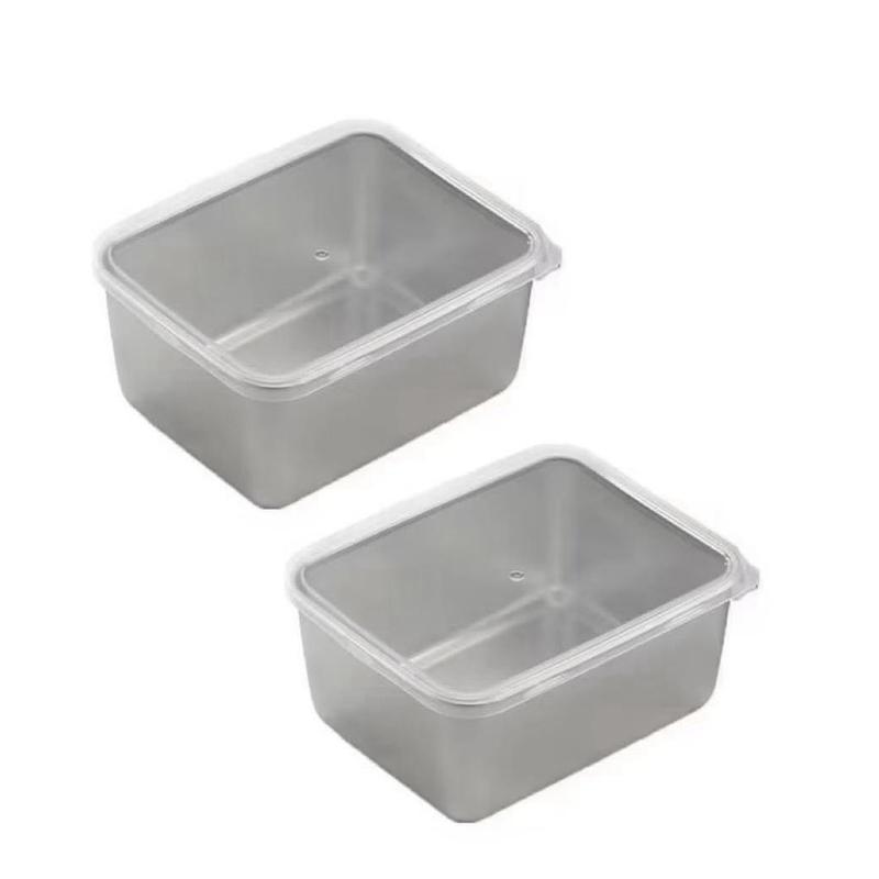 Stainless Steel Food Container with Cover Small Thicken Fresh-keep Food Fruit Lid Sealed Storage Box Kitchen Fridge Organizer