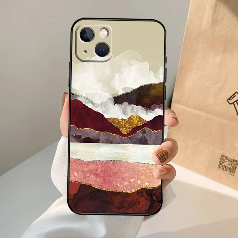 Gold Landscape painting Phone Case For iPhone 17 Air 16 15 14 11 12 13 Pro Max 12 13 mini 15 16 Plus 16e Cover Coque
