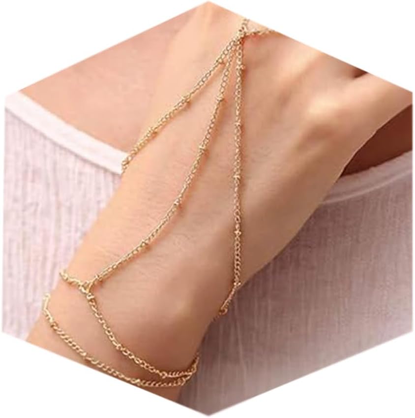 Hand Chain Bracelet Gold Hand Chain Ring Bracelet Hands Chains Jewelry Rhinestone Pearl Handchain Finger Bracelets