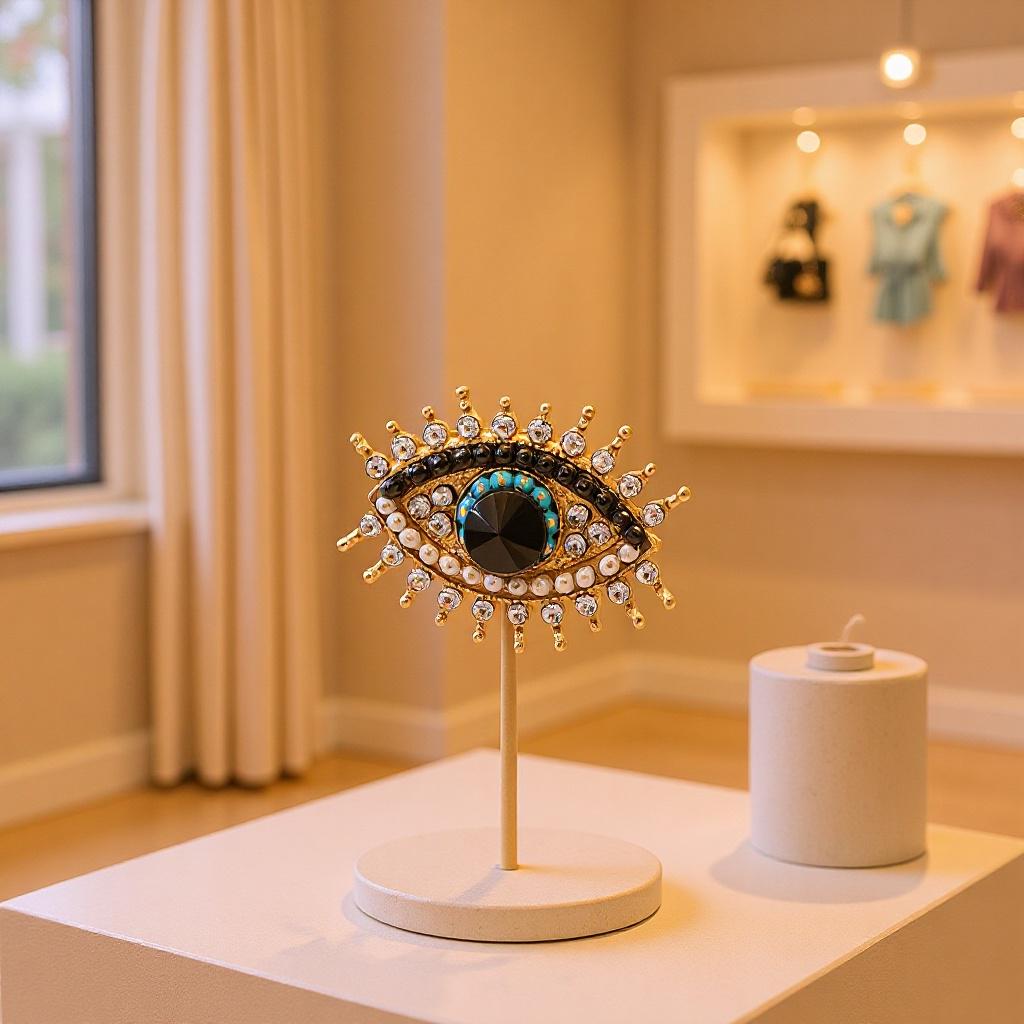 French Pearl Retro Demon Eye Brooch Pin - Women s Accessory 18K Gold