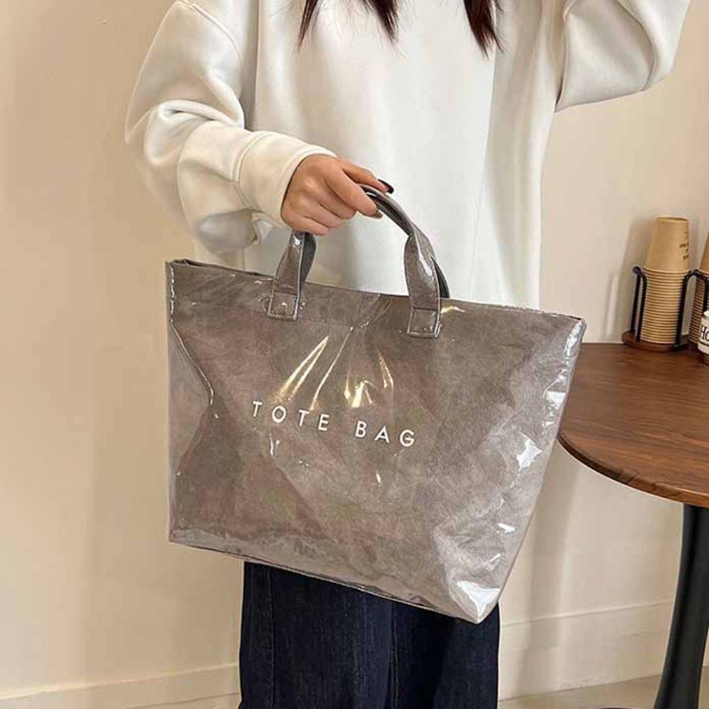 Tote Bag Transparent Jelly Bag Storage Bag Letter Prints Handbags Travel PVC Tote Bag  Swimming