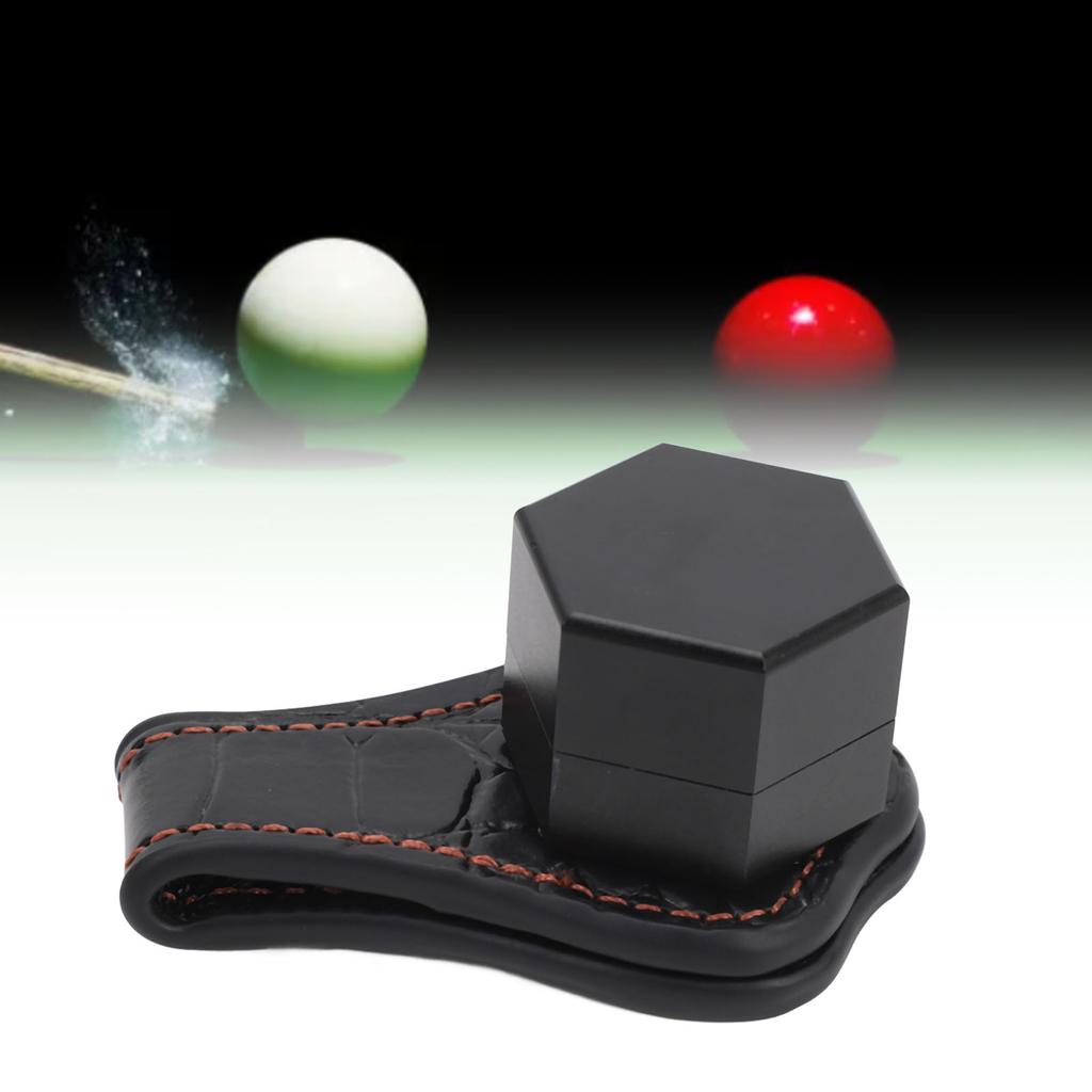 Billiard Chalk Holder Aluminum Alloy Magnetic Hexagonal Portable Pool Cue Chalk Box with Leather Cli