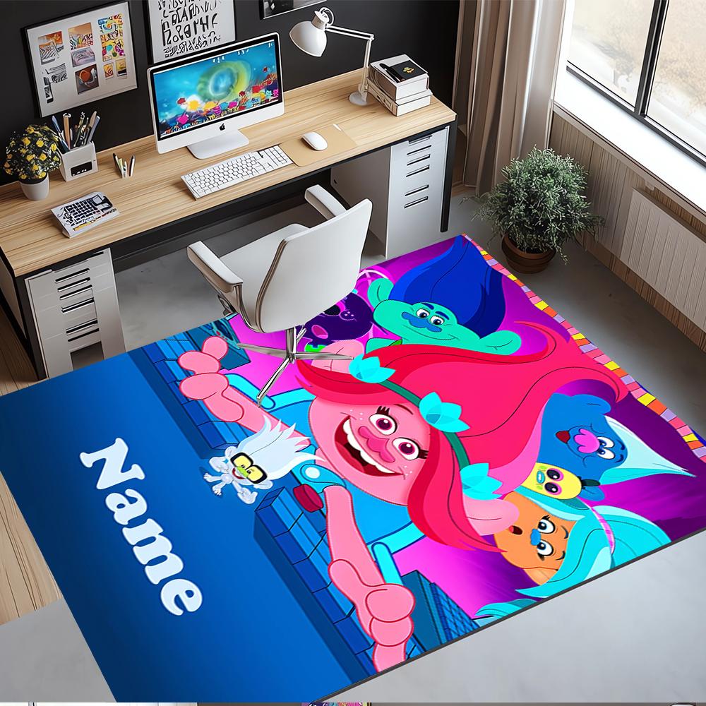 Custom Name Trolls Printed Carpet,Rug for Office Chair Living Room Bedroom Kitchen Room Decor Gifts.