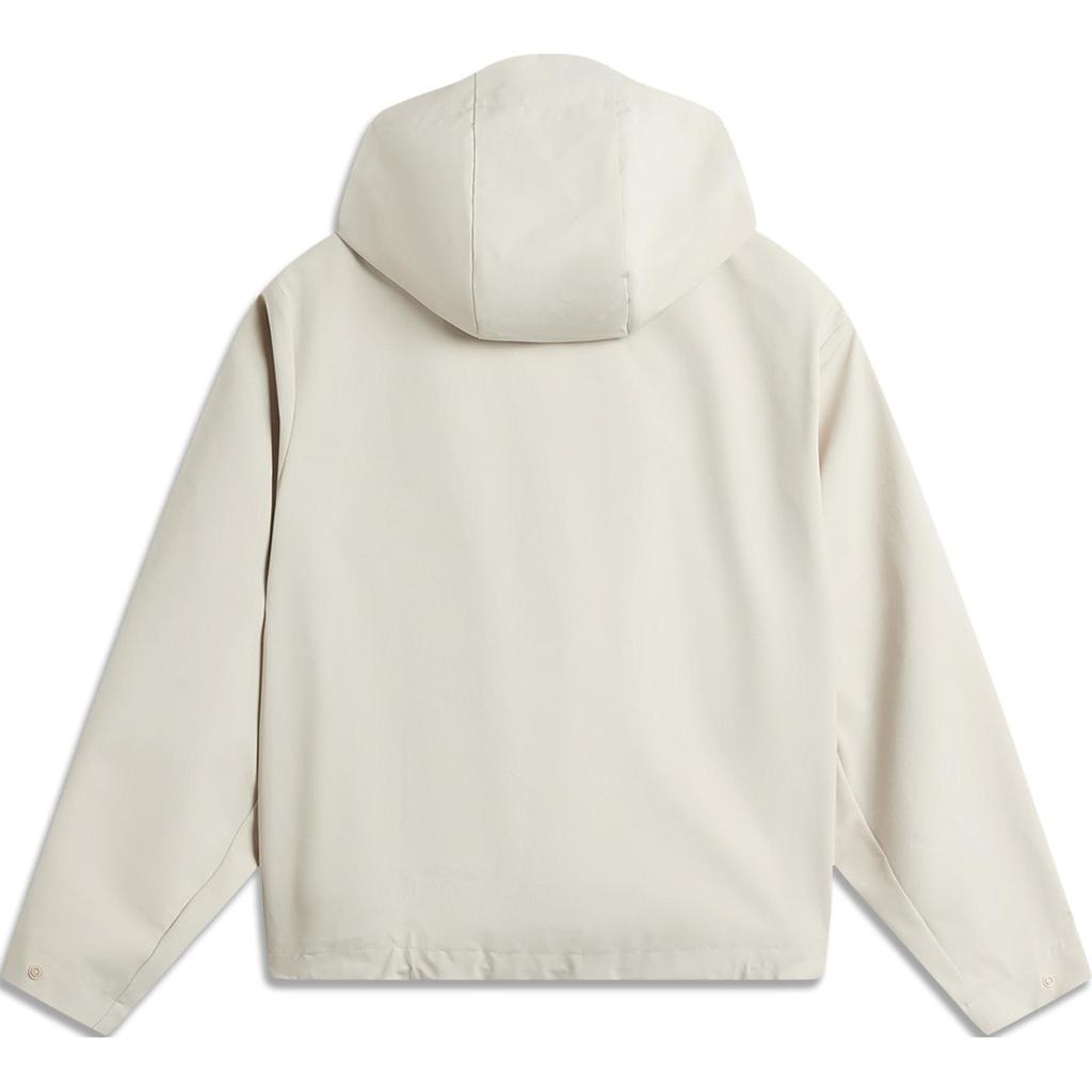 Li Ning Sports Trend Series Anti-Rain Comfortable Casual Loose Zipper Hooded Windbreaker Women Outerwear Oatmeal-Gray AEMU008-1