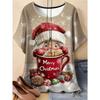 Summer Large Loose Christmas Santa Claus 3D Printed Women's T-shirt Fashionable Casual Comfortable Breathable Short Sleeved Round Neck T-shirt
