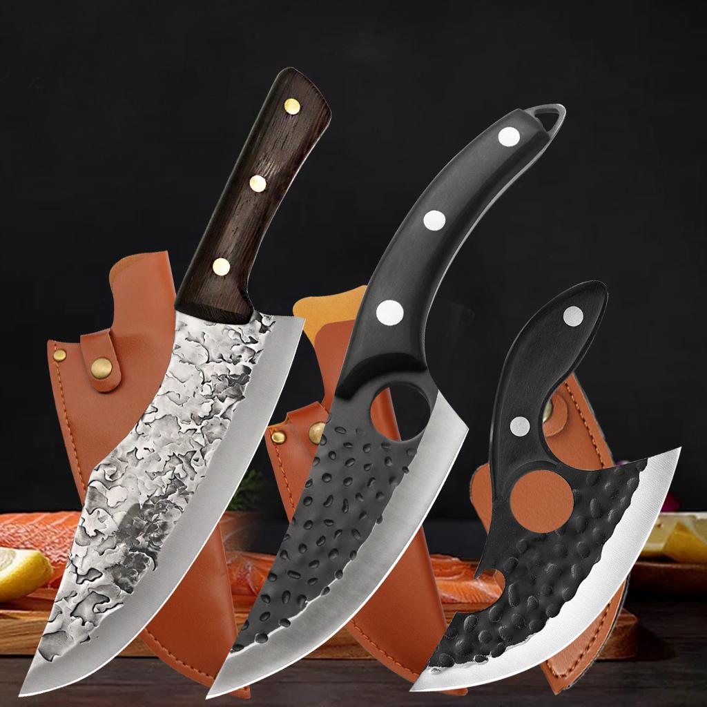 Three-piece Set Stainless Steel Utility Knife Boning Knife Chef Knife for Cooking Small Pocket Kitchen Knife with Sheath