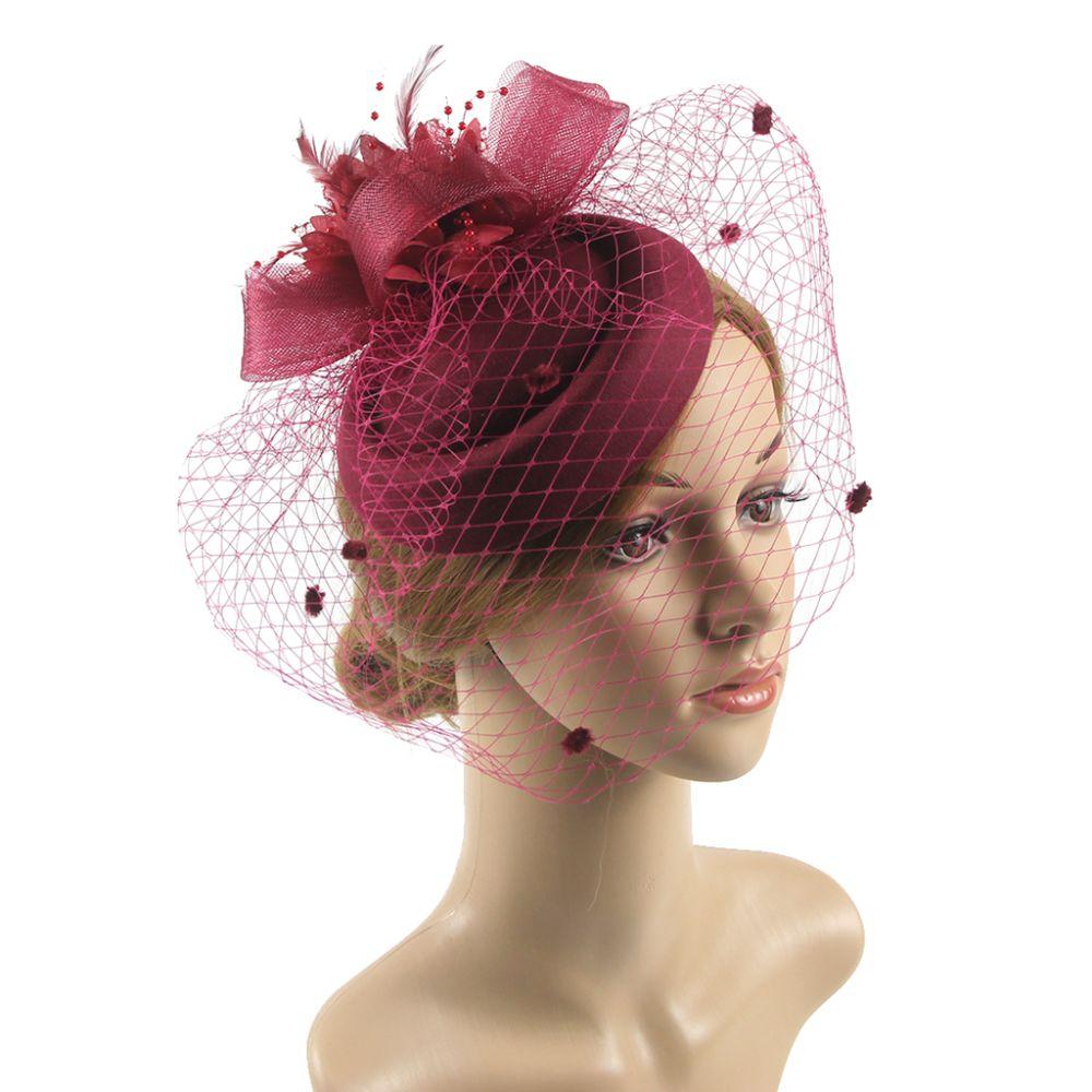Headband Small Fedoras Headwear Mesh Dots Flower Veil Hair Clips  Bridal Headwear