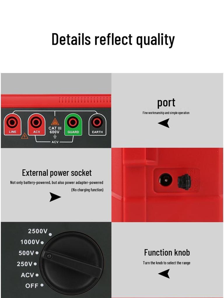Uni-T UT501C/UT502C 2500V Digital Megohmmeter Insulation Resistance Tester