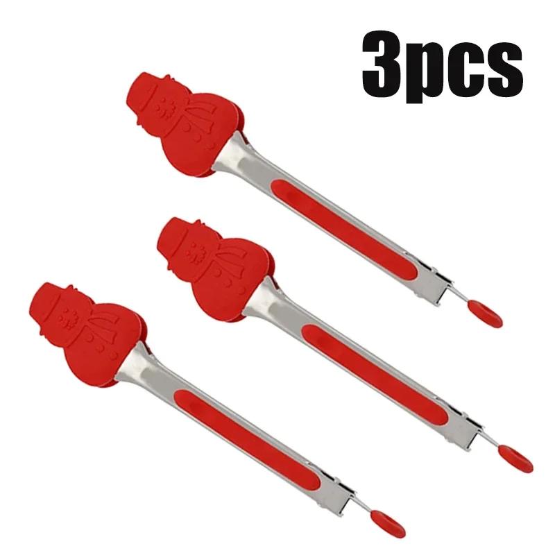 1-3PCS Stainless Steel Silicone Food Tongs BBQ Tongs Heat-Resistant Grilling Tongs for Steak Bread BBQ Accessories