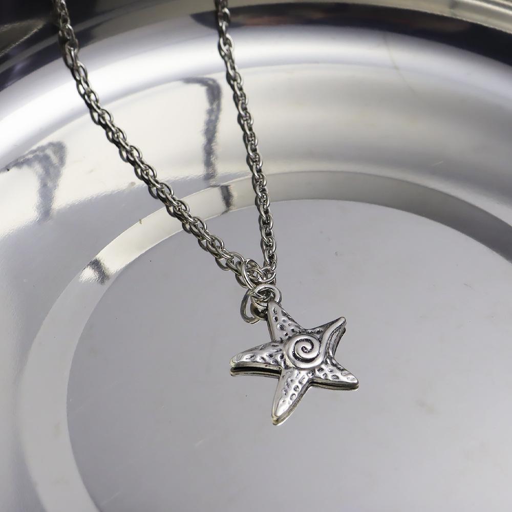 European-American Gothic Star Pendant Necklace - Silver Chain, Multi-style Cross Design