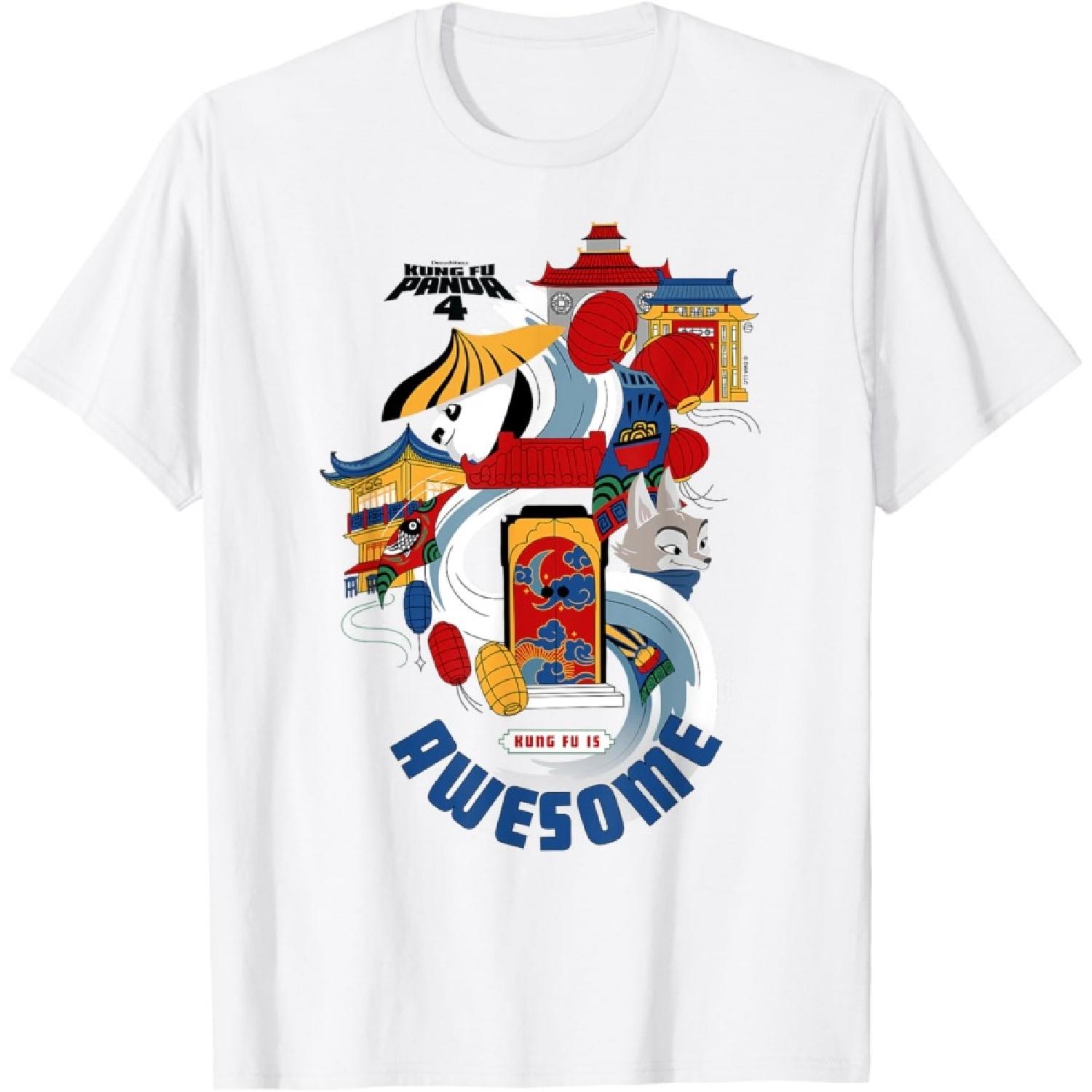 

Kung Fu Panda 4 Kung Fu Is Awesome Po & Zhen Shot T-Shirt XXXXXL білий