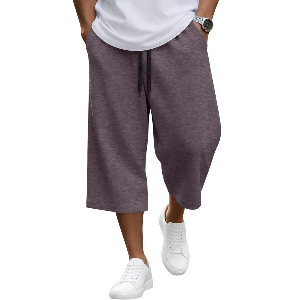 Men Drawstring Waist Casual Loose Fit Knee Length Shorts Lightweight Breathable Fabric Relaxed Style for Everyday Wear