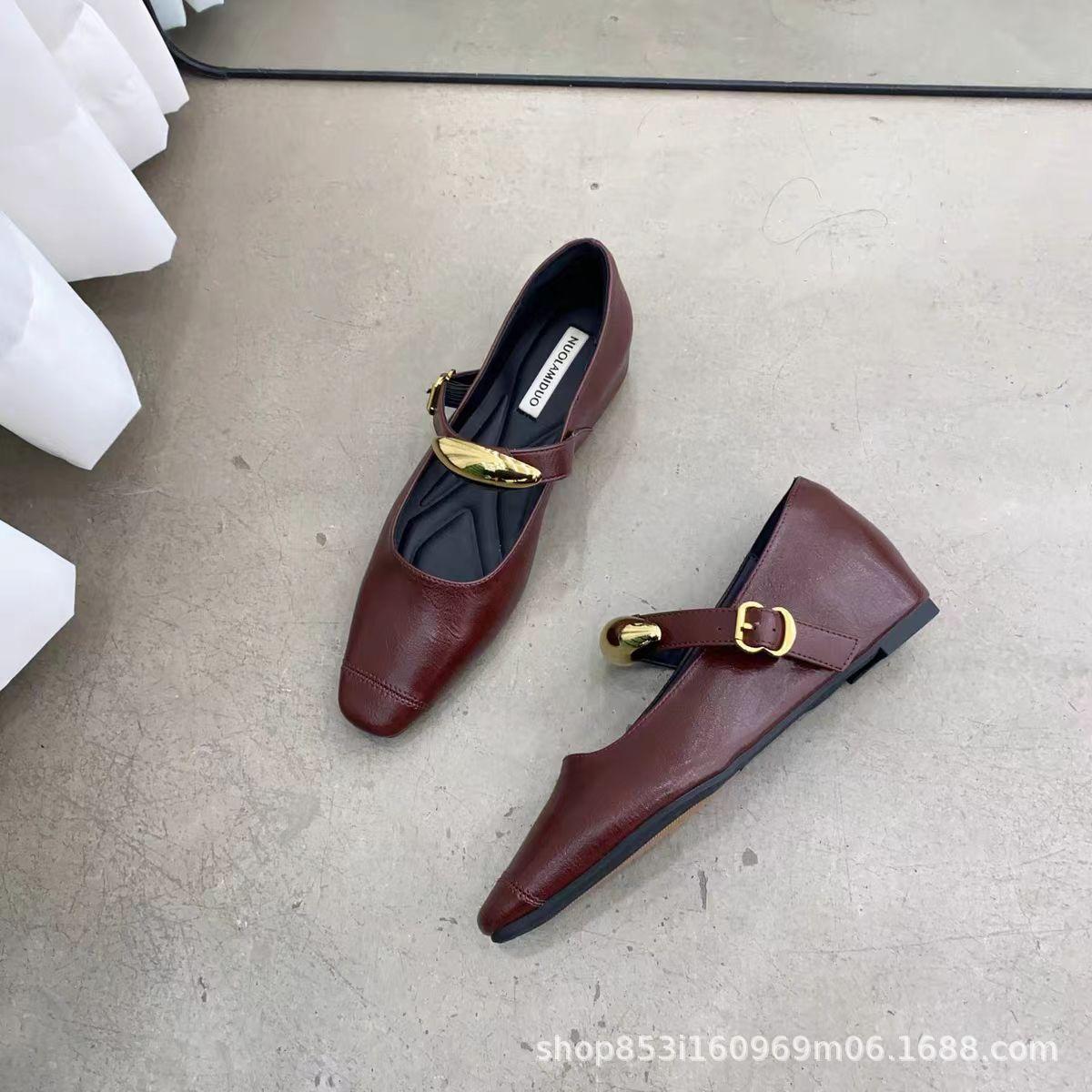 

Retro gold buckle with Mary Jane high heels single shoes women s 2025 spring and autumn French temperament light mouth loafers women 40 червоний