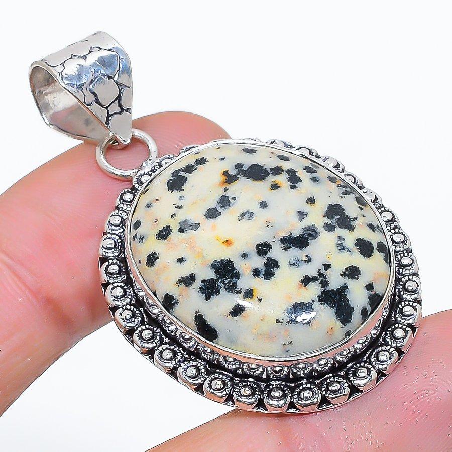 

Dalmation Jasper Gemstone 925 Sterling Silver Jewelry Pendant 1.89 SU-10739