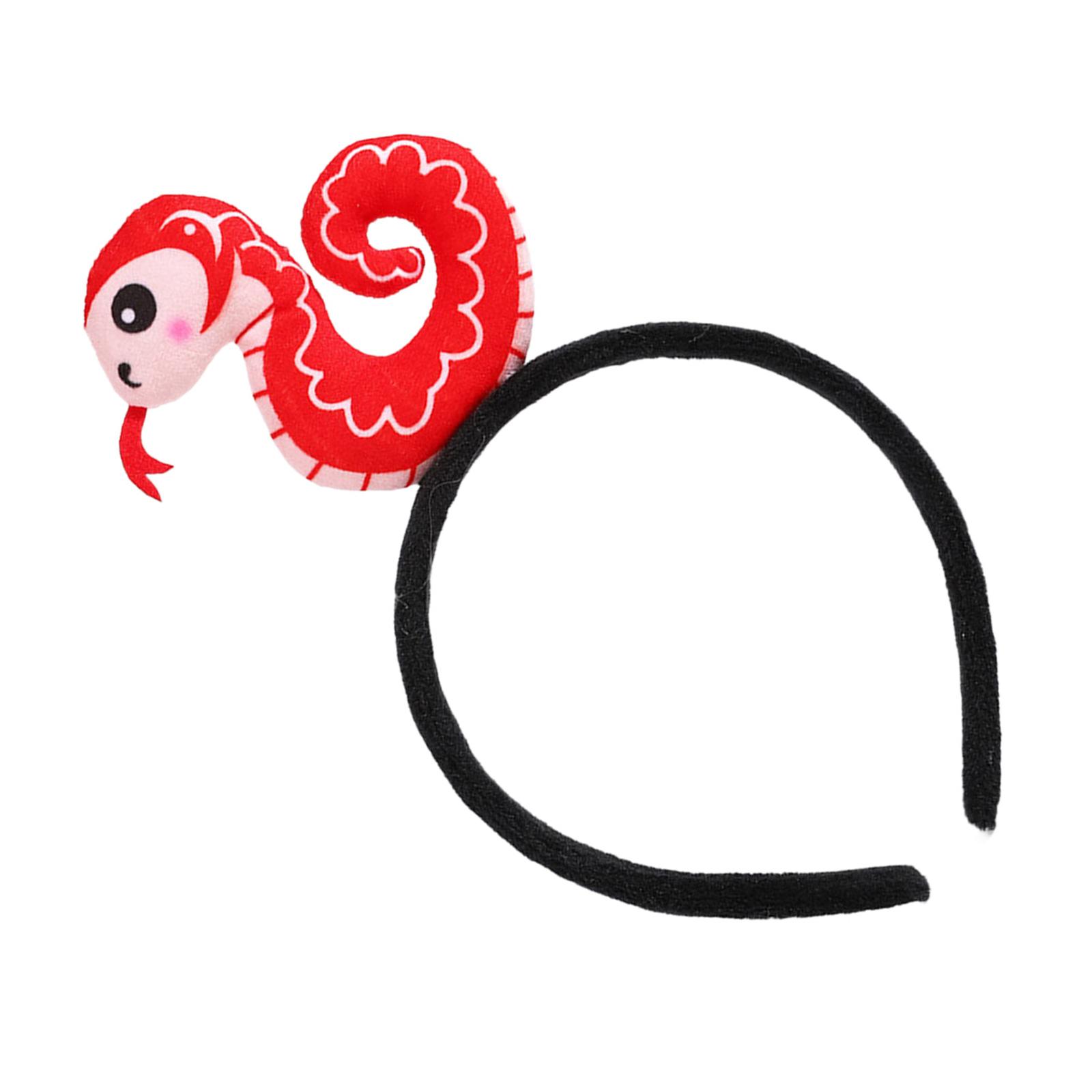 

Фестивальная повязка на голову в виде змеи для празднования китайского Нового года, регулируемый 3D-обруч для волос в виде змеи для взрослых и детей всех возрастов красный