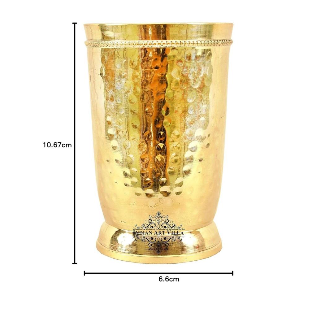 Pahar din Alama Pură cu Design Embosat, pentru Băut Servit Apă, Yoga & Ayurveda