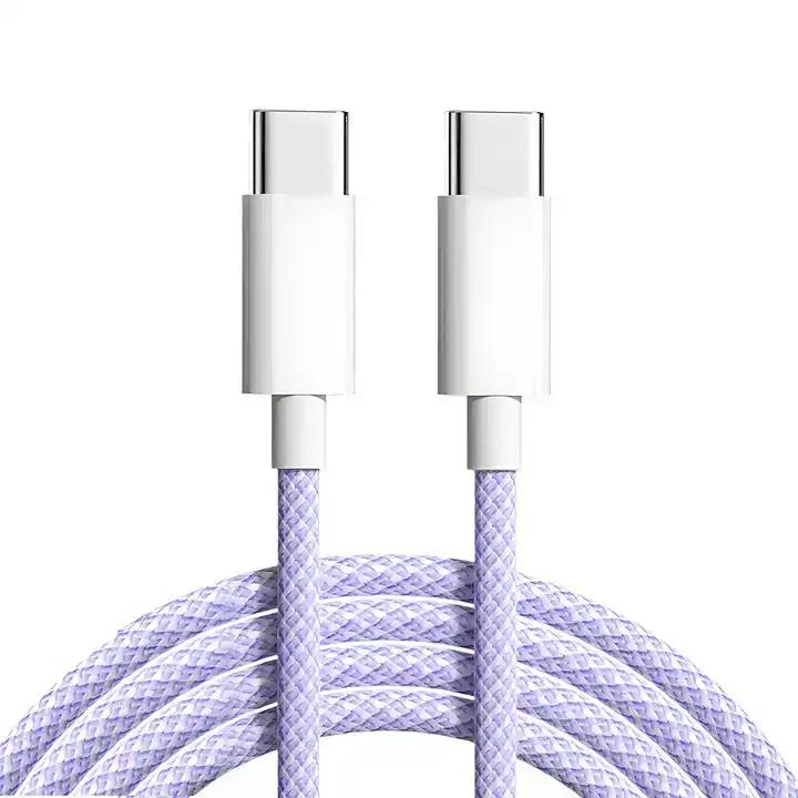 Hot Selling 1m 60W Braided Nylon Fast Charging Cable Type c to Type c for iPhone 15 Pro Max Computer Accessory