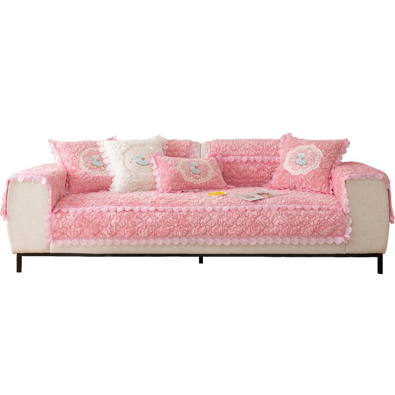 Rose Fluff Sofa Cushion Autumn And Winter Thickened Non-Slip Warm Sofa Cushion Set Winter Sofa Cover