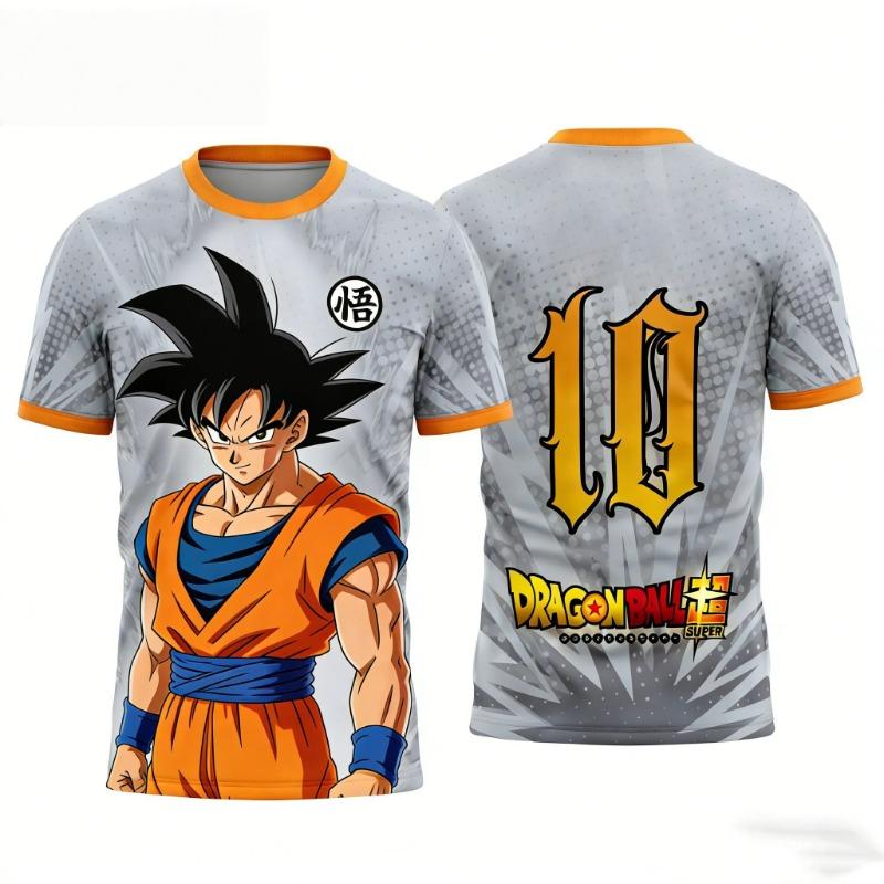 2026 Verão Dragon Ball Retro Camiseta Fitness Masculina Oversized Impressa em 3D Manga Curta Família Unissex Infantil Camisa Esportiva