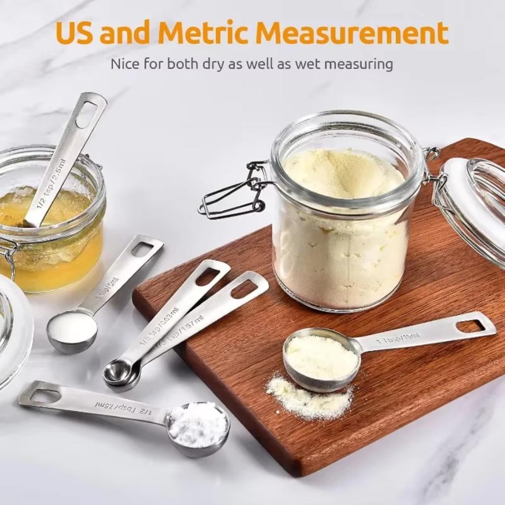 6Pcs  Stainless Steel Measuring Spoons Set Precise Measurement for Sugar Coffee Spice Baking Kitchen Tools Accessories