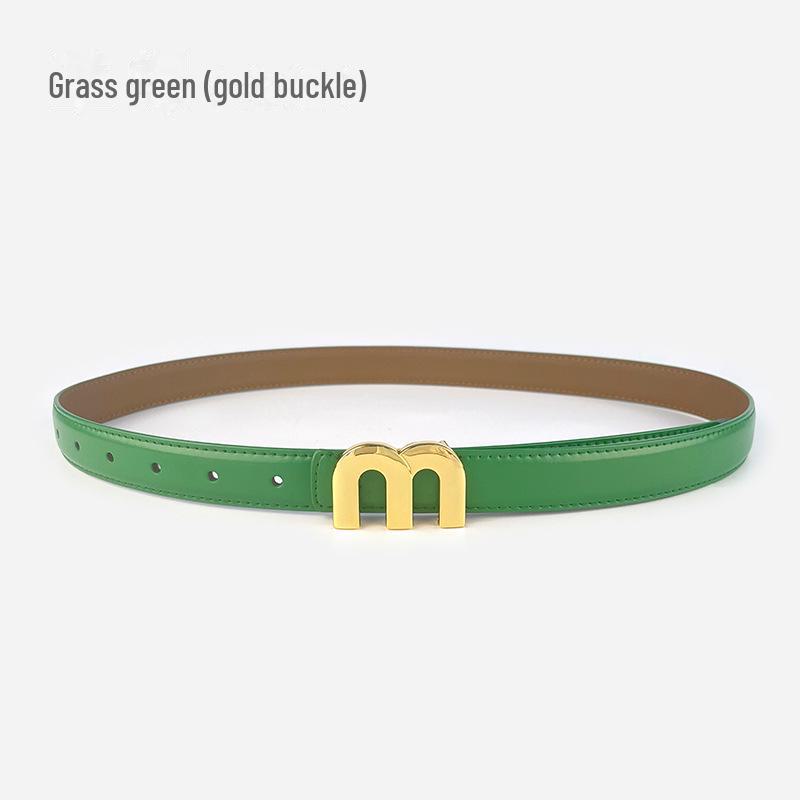 M Letter Genuine Leather Women's Belt - Versatile for Casual Pants, Skirts, and Jeans