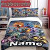 3pcs Duvet Cover Set (1*Duvet Cover + 2*Pillowcase, Without Core), Custom Name Demon Slayer Pattern Bedding Set, Home Bedroom Decor Gift