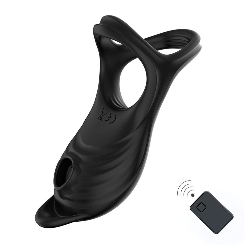 Double Cock Ring Vibrator G-spot Clitoris Stimulation Delayed Ejaculation Sucking Vibrating Penis Ring For Couple Adult Sex Toys